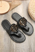 Metal Decor Detail Flat Thong Slide Slippers
