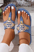Metal Decor Detail Flat Thong Slide Slippers