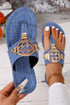 Metal Decor Detail Flat Thong Slide Slippers