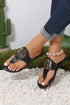 Metal Decor Detail Flat Thong Slide Slippers