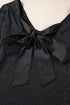 Metallic Bowknot Open Back V Neck Long Sleeve Top