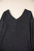 Metallic Bowknot Open Back V Neck Long Sleeve Top