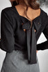 Metallic Bowknot Open Back V Neck Long Sleeve Top
