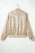 Metallic Finish Zip Up Casual Baseball Jacket