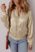 Metallic Finish Zip Up Casual Baseball Jacket