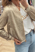 Metallic Finish Zip Up Casual Baseball Jacket