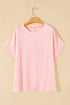 Metallic Gloss Satin Short Batwing Sleeve Top
