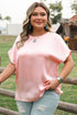Metallic Gloss Satin Short Batwing Sleeve Top
