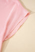 Metallic Gloss Satin Short Batwing Sleeve Top