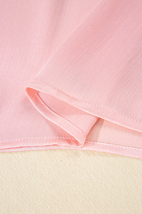 Metallic Gloss Satin Short Batwing Sleeve Top