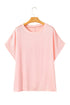 Metallic Gloss Satin Short Batwing Sleeve Top