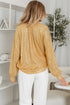 Metallic High Neck Balloon Sleeve Buttoned Blouse