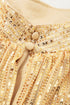 Metallic High Neck Balloon Sleeve Buttoned Blouse