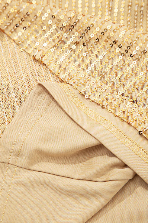 Metallic High Neck Balloon Sleeve Buttoned Blouse