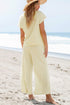 Metallic Lattice Textured Wide Leg Pant Set