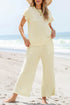 Metallic Lattice Textured Wide Leg Pant Set