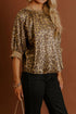 Metallic Leopard Print Half Sleeve Modern Blouse