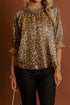 Metallic Leopard Print Half Sleeve Modern Blouse