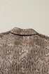 Metallic Leopard Print V Neck Polo Collared Blouse