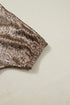 Metallic Leopard Print V Neck Polo Collared Blouse