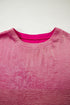 Metallic Round Neck Cap Sleeve Casual Tee