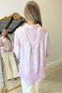 Metallic Ruffle Cuff Back Panel Button Front Statement Shirt