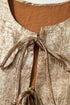 Metallic Satin Tied Front Long Sleeve Babydoll Blouse