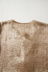 Metallic Satin Tied Front Long Sleeve Babydoll Blouse