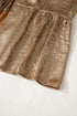 Metallic Satin Tied Front Long Sleeve Babydoll Blouse