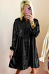 Metallic Sheen Puff Sleeve Button Up Mini Shirt Dress