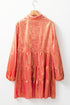 Metallic Sheen Puff Sleeve Button Up Mini Shirt Dress
