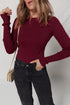 Metallic Thread Ribbed Knit Slim Fit Top