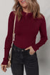 Metallic Thread Ribbed Knit Slim Fit Top