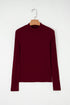Metallic Thread Ribbed Knit Slim Fit Top