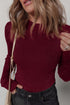 Metallic Thread Ribbed Knit Slim Fit Top