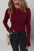 Metallic Thread Ribbed Knit Slim Fit Top
