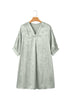 Metallic V Neck Half Sleeve Loose Fit Mini Dress