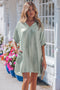 Metallic V Neck Half Sleeve Loose Fit Mini Dress