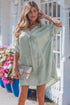 Metallic V Neck Half Sleeve Loose Fit Mini Dress