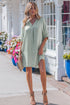 Metallic V Neck Half Sleeve Loose Fit Mini Dress