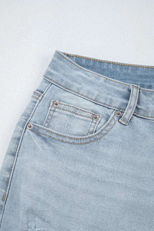 Mid Rise Ankle Length Distressed Denim Skinny Jeans