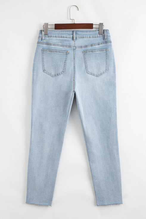 Mid Rise Ankle Length Distressed Denim Skinny Jeans