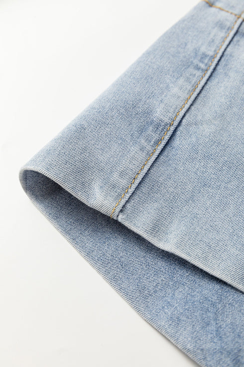 Mid Rise Beaded Split Hem Wide Leg Jeans