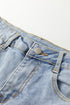 Mid Rise Beaded Split Hem Wide Leg Jeans