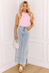 Mid Rise Beaded Split Hem Wide Leg Jeans
