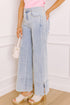 Mid Rise Beaded Split Hem Wide Leg Jeans