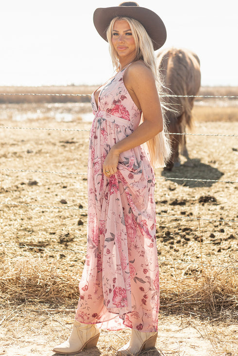Midnight Jasmine Pleated Maxi Dress