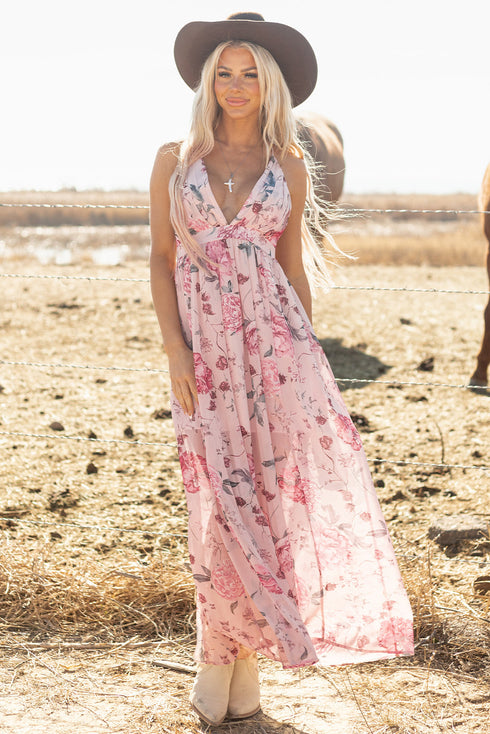 Midnight Jasmine Pleated Maxi Dress