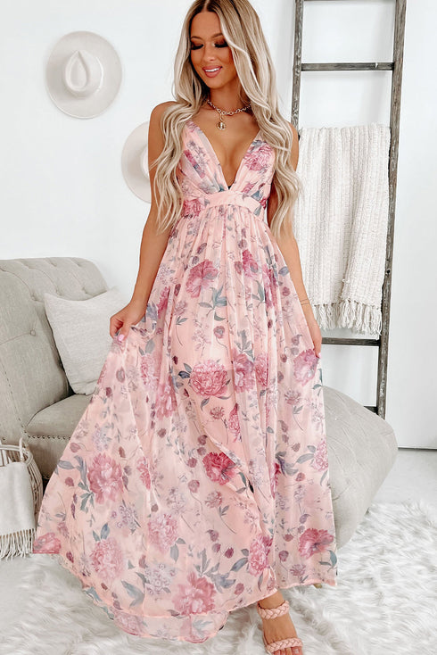 Midnight Jasmine Pleated Maxi Dress