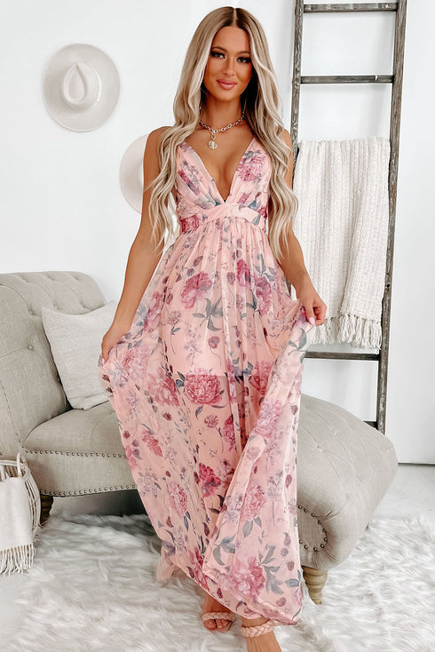 Midnight Jasmine Pleated Maxi Dress